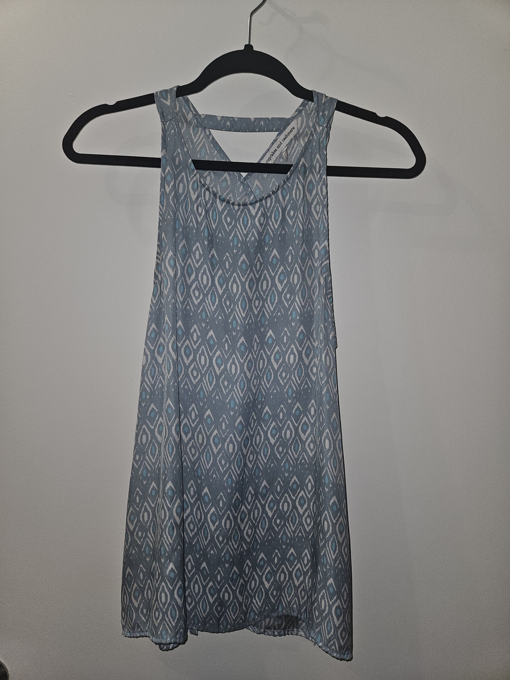 Light Blue Geometric Racerback Split Back Tank Top